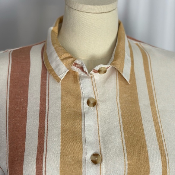 Altar'd State Cream Tan Short Sleeve Button Down Polo (846) - Picture 3 of 14